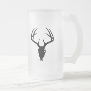 Caneca De Cerveja Vidro Jateado Crânio da caça dos cervos com Antlers