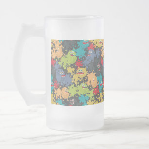 Caneca De Cerveja Vidro Jateado Crânio nas flores
