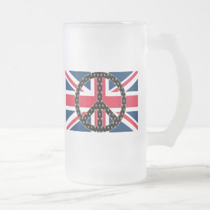 Caneca De Cerveja Vidro Jateado Crânios britânicos da paz