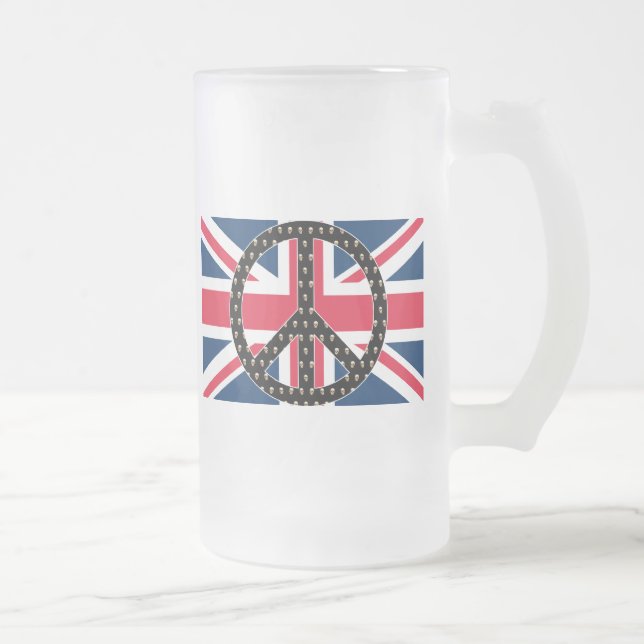 Caneca De Cerveja Vidro Jateado Crânios britânicos da paz (Direita)