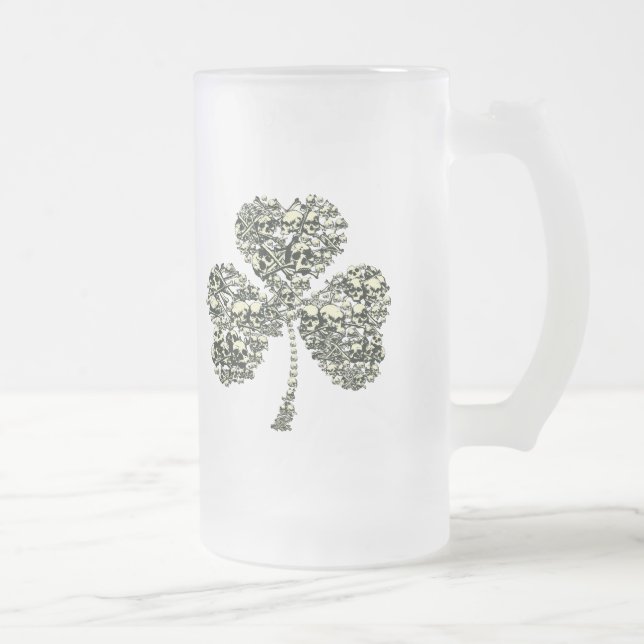 Caneca De Cerveja Vidro Jateado Crânios do trevo (Direita)
