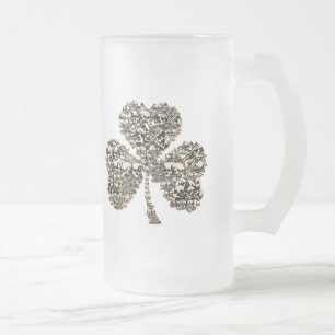 Caneca De Cerveja Vidro Jateado Crânios do trevo góticos