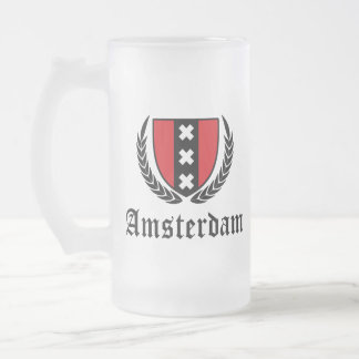 Caneca De Cerveja Vidro Jateado Crest de Amsterdã
