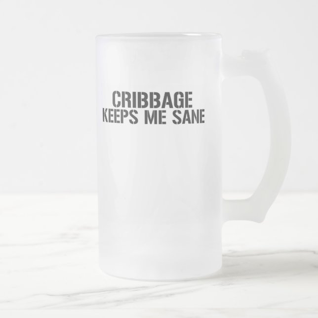 Caneca De Cerveja Vidro Jateado Cribbage mantem-me são (Direita)