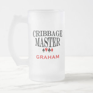 Caneca De Cerveja Vidro Jateado Cribbage Master Personalizado