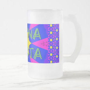 Caneca De Cerveja Vidro Jateado Crie seu próprio Hakuna Matata colorido fofo e bon