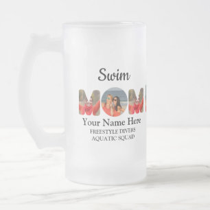 Caneca De Cerveja Vidro Jateado Crie sua própria mãe esportiva foto colagem nataçã