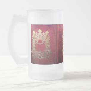 Caneca De Cerveja Vidro Jateado Crimson Com Tinta Inclusa