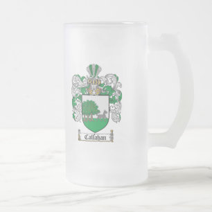 CANECA DE CERVEJA VIDRO JATEADO CRISTA DA FAMÍLIA DE CALLAHAN - BRASÃO DE CALLAH