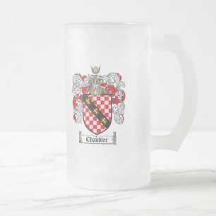 CANECA DE CERVEJA VIDRO JATEADO CRISTA DA FAMÍLIA DE CHANDLER - BRASÃO DE CHANDLER