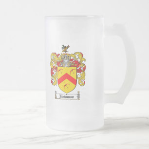 CANECA DE CERVEJA VIDRO JATEADO CRISTA DA FAMÍLIA DO ARQUEIRO - BRASÃO DO ARQUEI