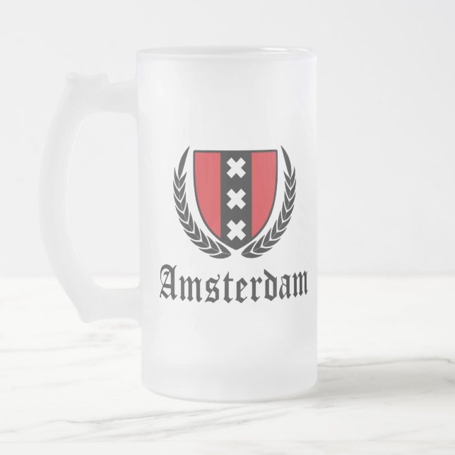 Caneca De Cerveja Vidro Jateado Crista de Amsterdã (Esquerda)