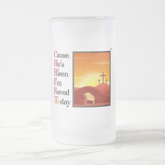Caneca De Cerveja Vidro Jateado Cristo Acronym Fosco Mug (Centro)