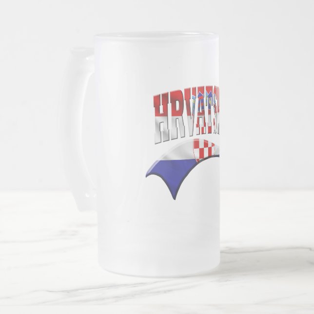 Caneca De Cerveja Vidro Jateado Croácia (Frente Esquerda)