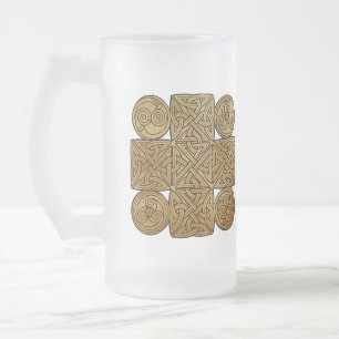 Caneca De Cerveja Vidro Jateado Cruz Céltica de Knotwork