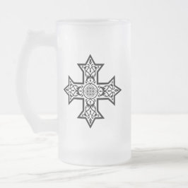 Caneca De Cerveja Vidro Jateado Cruz Copta