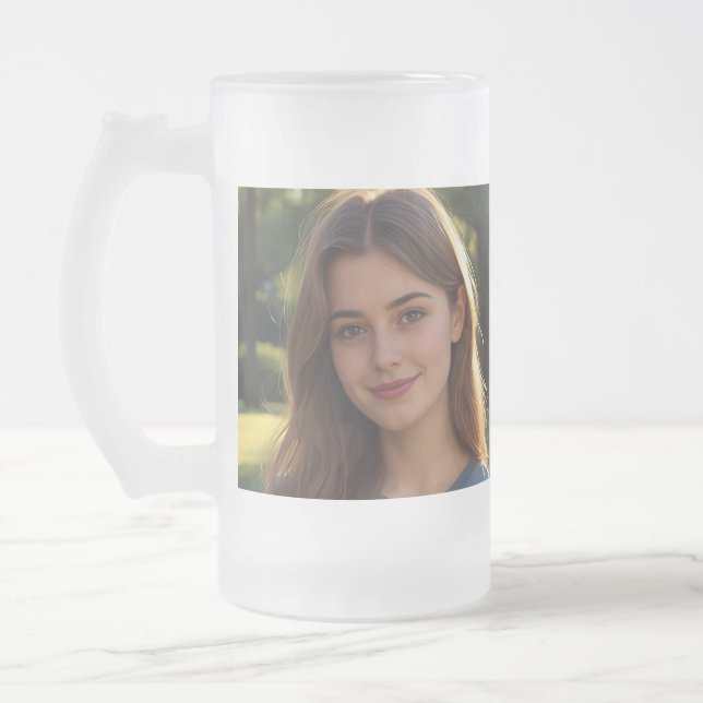Caneca De Cerveja Vidro Jateado Customized with two photos (Esquerda)