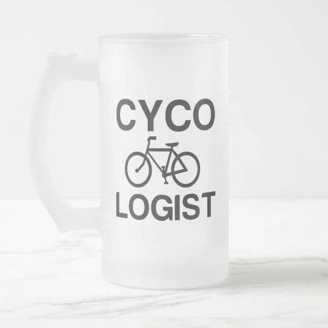 CANECA DE CERVEJA VIDRO JATEADO CYCOLOGISTA (Esquerda)