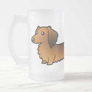Caneca De Cerveja Vidro Jateado Dachshund dos desenhos animados (longhair)