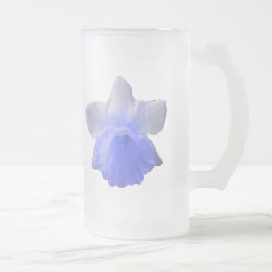 Caneca De Cerveja Vidro Jateado Daffodil Fosco Azul