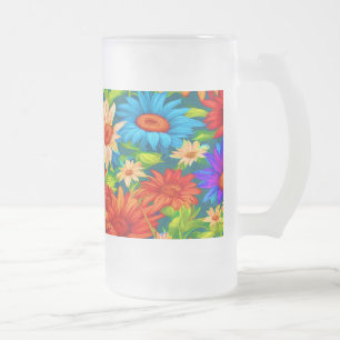 Caneca De Cerveja Vidro Jateado Daisy Abstrato nº 5 -