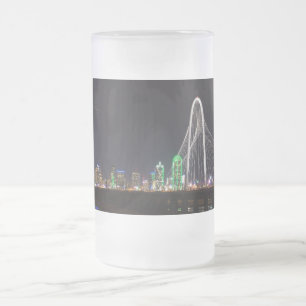 Caneca De Cerveja Vidro Jateado Dallas Skyline Hunt Fosco Mug