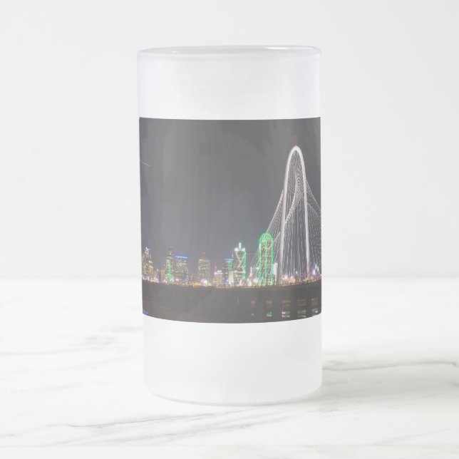 Caneca De Cerveja Vidro Jateado Dallas Skyline Hunt Fosco Mug (Centro)