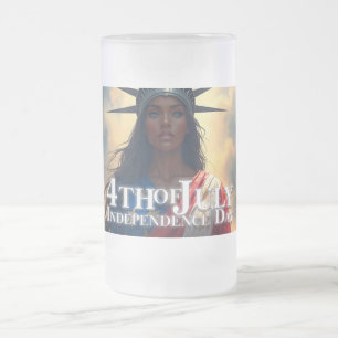 Caneca De Cerveja Vidro Jateado Dama Liberdade Reimaginada – Uma Nova Face da Libe