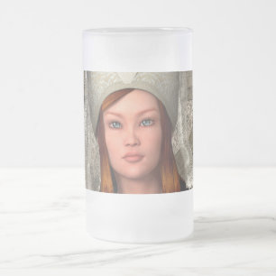 Caneca De Cerveja Vidro Jateado Dama Medieval