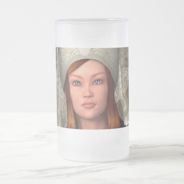 Caneca De Cerveja Vidro Jateado Dama Medieval (Centro)