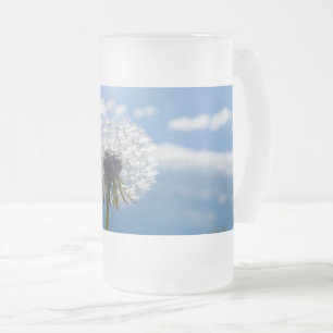 Caneca De Cerveja Vidro Jateado Dandelion Na Caneca De Vidro De Fosco Leve