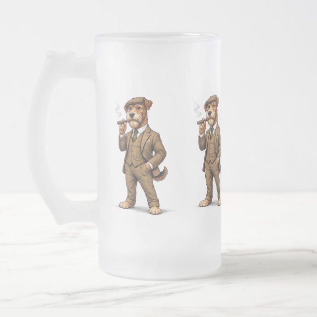 Caneca De Cerveja Vidro Jateado Dapper Gentleman Dog Glass (Esquerda)