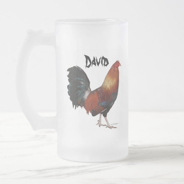 Caneca De Cerveja Vidro Jateado David Rooster Beer Mug (Esquerda)