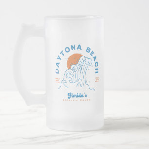 CANECA DE CERVEJA VIDRO JATEADO DAYTONA BEACH FLORIDA SUMMER WAVES VACAÇÃO
