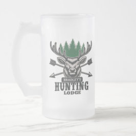 Caneca De Cerveja Vidro Jateado Deer Elk Hunter ADD NAME Arco Hunting Lodge Cabin 