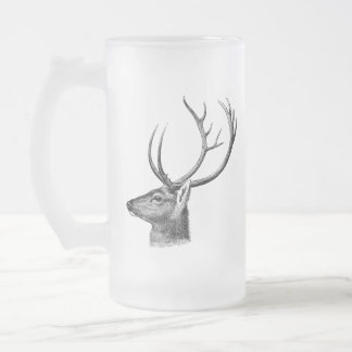Caneca De Cerveja Vidro Jateado Deer Head Silhouette