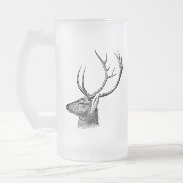 Caneca De Cerveja Vidro Jateado Deer Head Silhouette (Esquerda)