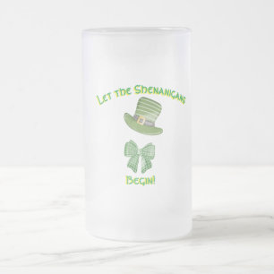 Caneca De Cerveja Vidro Jateado "Deixe os senâniganos começarem"