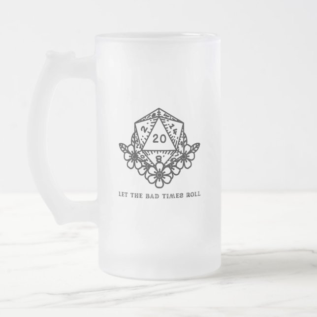 Caneca De Cerveja Vidro Jateado Deixem os maus momentos rolarem os dedos (Esquerda)