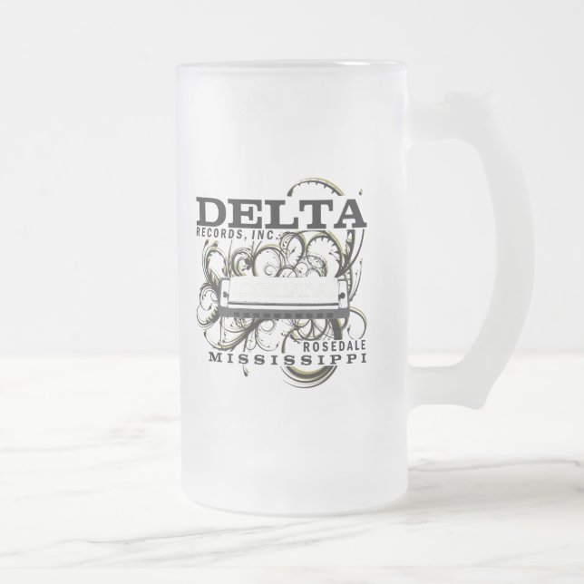 Caneca De Cerveja Vidro Jateado Delta Records Inc (Direita)
