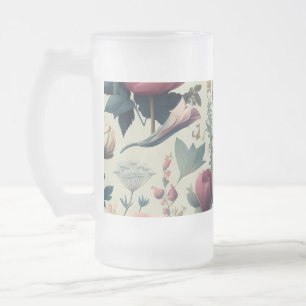Caneca De Cerveja Vidro Jateado Descubra o Deslumbrante Padrão Botânico Floral de 
