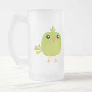 Caneca De Cerveja Vidro Jateado Desenho Animado de Pássaro Verde Fofo