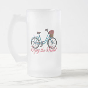 Caneca De Cerveja Vidro Jateado Desfrute Da Bicicleta De Corte