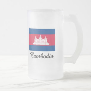Caneca De Cerveja Vidro Jateado Design da bandeira de Cambodia