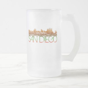 Caneca De Cerveja Vidro Jateado Design da skyline de San Diego