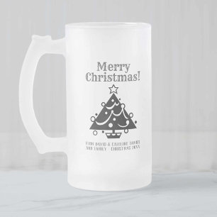 Caneca De Cerveja Vidro Jateado Design de Árvore de Natal com Saudação Pessoal