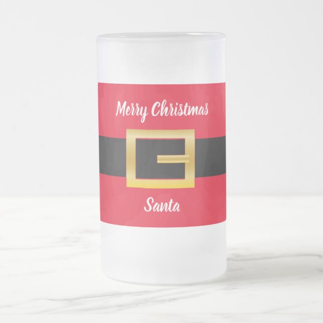 Caneca De Cerveja Vidro Jateado Design de Papai Noel Personalizado Festivo (Centro)