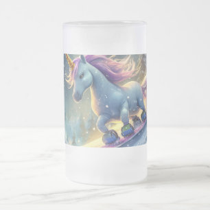 Caneca De Cerveja Vidro Jateado Design de Snowboard Unicorn por Rich AMeN Gill