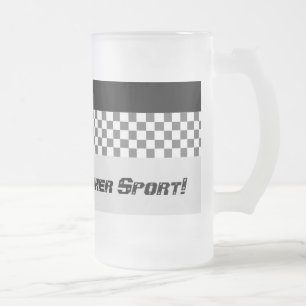 Caneca De Cerveja Vidro Jateado Design de Verificação de Na moda Branco e Preto