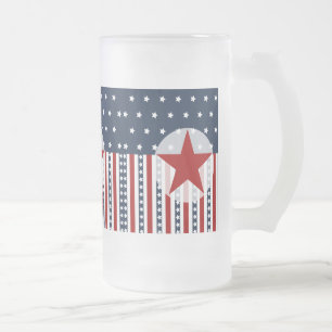 Caneca De Cerveja Vidro Jateado Design patriótico da bandeira americana da